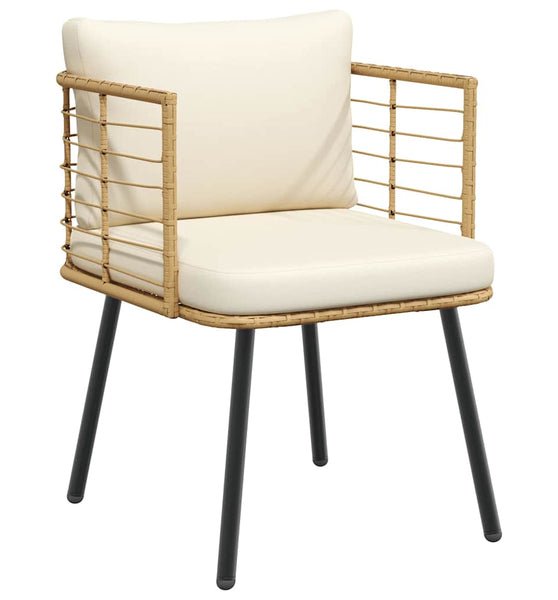 Gartenstuhl mit Kissen Natur Poly Rattan