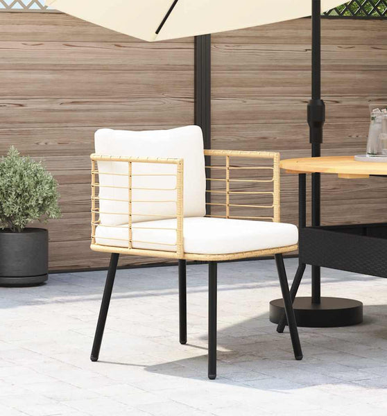 Gartenstuhl mit Kissen Natur Poly Rattan