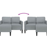 2-Sitzer-Sofa mit Chaiselongue L-Form Hellgrau 125 cm Stoff