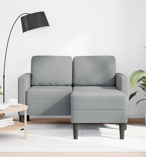 2-Sitzer-Sofa mit Chaiselongue L-Form Hellgrau 125 cm Stoff
