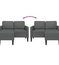 2-Sitzer-Sofa mit Chaiselongue L-Form Dunkelgrau 125 cm Stoff