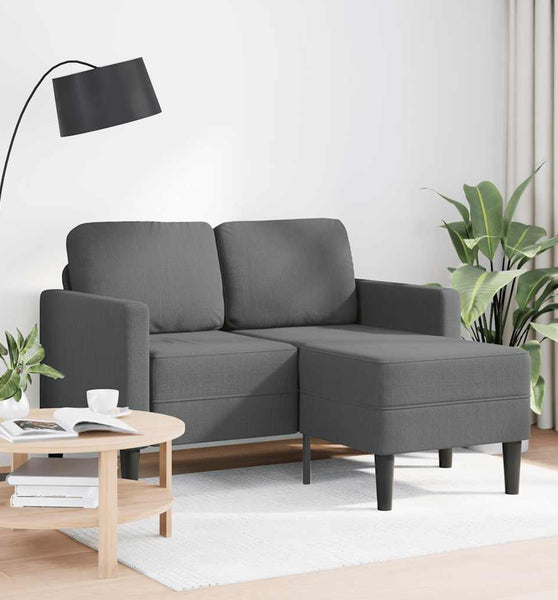 2-Sitzer-Sofa mit Chaiselongue L-Form Dunkelgrau 125 cm Stoff