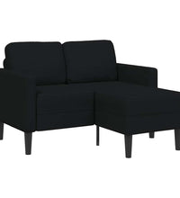 2-Sitzer-Sofa mit Chaiselongue L-Form Schwarz 125 cm Stoff