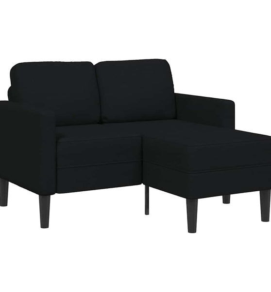 2-Sitzer-Sofa mit Chaiselongue L-Form Schwarz 125 cm Stoff