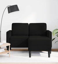 2-Sitzer-Sofa mit Chaiselongue L-Form Schwarz 125 cm Stoff