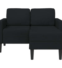 2-Sitzer-Sofa mit Chaiselongue L-Form Schwarz 125 cm Stoff