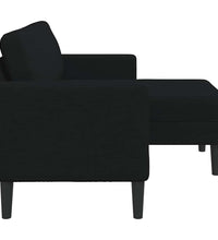 2-Sitzer-Sofa mit Chaiselongue L-Form Schwarz 125 cm Stoff