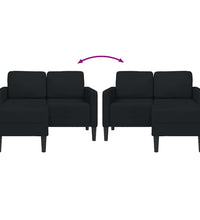 2-Sitzer-Sofa mit Chaiselongue L-Form Schwarz 125 cm Stoff