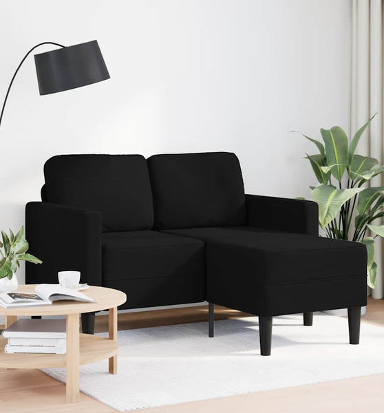 2-Sitzer-Sofa mit Chaiselongue L-Form Schwarz 125 cm Stoff
