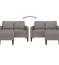 2-Sitzer-Sofa mit Chaiselongue L-Form Taupe 125 cm Stoff
