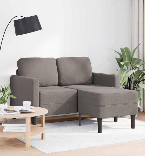 2-Sitzer-Sofa mit Chaiselongue L-Form Taupe 125 cm Stoff