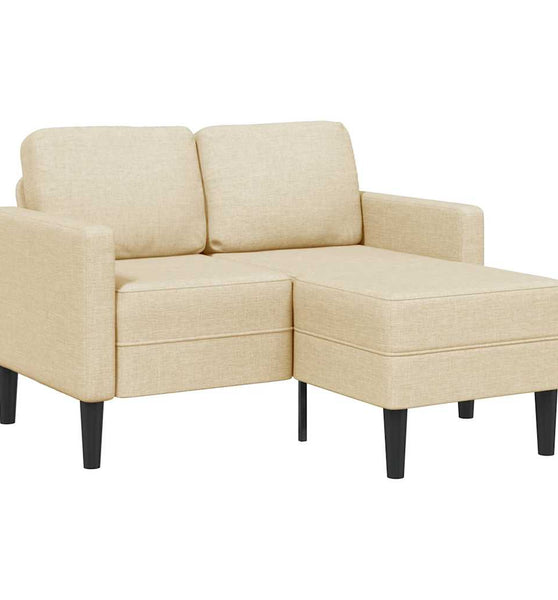 2-Sitzer-Sofa mit Chaiselongue L-Form Creme 125 cm Stoff