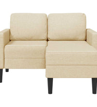 2-Sitzer-Sofa mit Chaiselongue L-Form Creme 125 cm Stoff