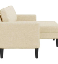 2-Sitzer-Sofa mit Chaiselongue L-Form Creme 125 cm Stoff