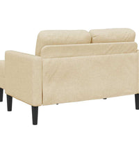 2-Sitzer-Sofa mit Chaiselongue L-Form Creme 125 cm Stoff
