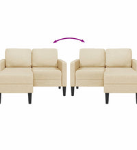 2-Sitzer-Sofa mit Chaiselongue L-Form Creme 125 cm Stoff