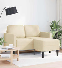 2-Sitzer-Sofa mit Chaiselongue L-Form Creme 125 cm Stoff