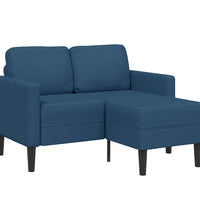 2-Sitzer-Sofa mit Chaiselongue L-Form Blau 125 cm Stoff