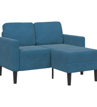 2-Sitzer-Sofa mit Chaiselongue L-Form Blau 125 cm Samt