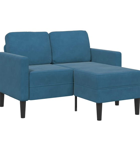 2-Sitzer-Sofa mit Chaiselongue L-Form Blau 125 cm Samt