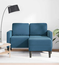 2-Sitzer-Sofa mit Chaiselongue L-Form Blau 125 cm Samt