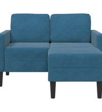 2-Sitzer-Sofa mit Chaiselongue L-Form Blau 125 cm Samt