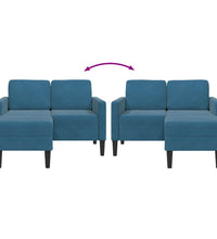 2-Sitzer-Sofa mit Chaiselongue L-Form Blau 125 cm Samt