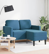 2-Sitzer-Sofa mit Chaiselongue L-Form Blau 125 cm Samt