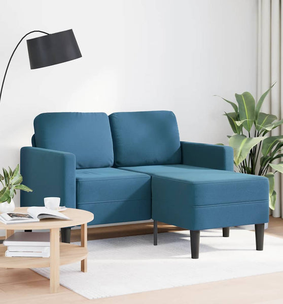 2-Sitzer-Sofa mit Chaiselongue L-Form Blau 125 cm Samt