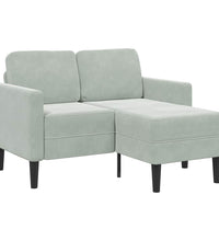 2-Sitzer-Sofa mit Chaiselongue L-Form Hellgrau 125 cm Samt