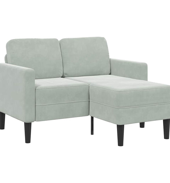 2-Sitzer-Sofa mit Chaiselongue L-Form Hellgrau 125 cm Samt