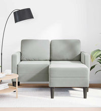 2-Sitzer-Sofa mit Chaiselongue L-Form Hellgrau 125 cm Samt