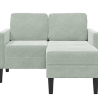2-Sitzer-Sofa mit Chaiselongue L-Form Hellgrau 125 cm Samt