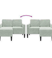 2-Sitzer-Sofa mit Chaiselongue L-Form Hellgrau 125 cm Samt