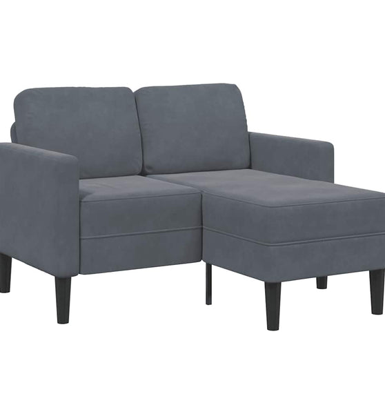2-Sitzer-Sofa mit Chaiselongue L-Form Dunkelgrau 125 cm Samt