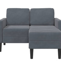 2-Sitzer-Sofa mit Chaiselongue L-Form Dunkelgrau 125 cm Samt