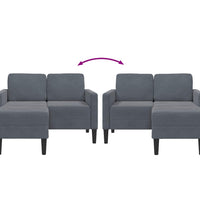 2-Sitzer-Sofa mit Chaiselongue L-Form Dunkelgrau 125 cm Samt