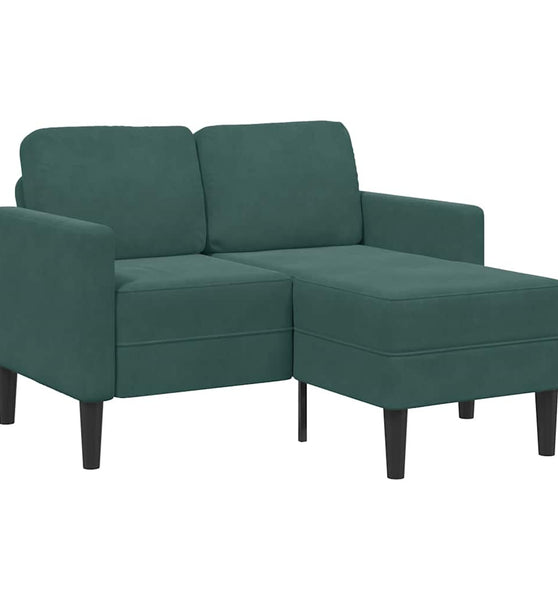 2-Sitzer-Sofa mit Chaiselongue L-Form Dunkelgrün 125 cm Samt