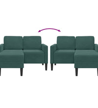 2-Sitzer-Sofa mit Chaiselongue L-Form Dunkelgrün 125 cm Samt