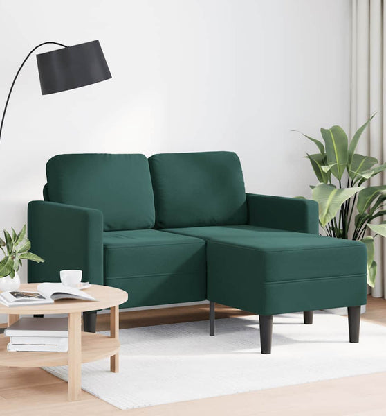 2-Sitzer-Sofa mit Chaiselongue L-Form Dunkelgrün 125 cm Samt