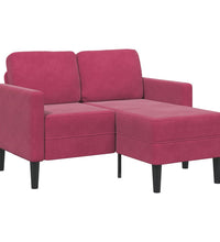 2-Sitzer-Sofa mit Chaiselongue L-Form Weinrot 125 cm Samt