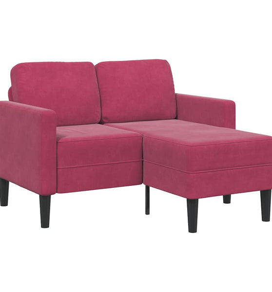 2-Sitzer-Sofa mit Chaiselongue L-Form Weinrot 125 cm Samt