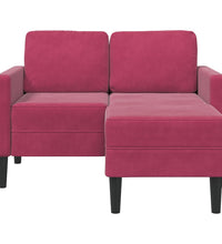 2-Sitzer-Sofa mit Chaiselongue L-Form Weinrot 125 cm Samt