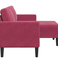 2-Sitzer-Sofa mit Chaiselongue L-Form Weinrot 125 cm Samt