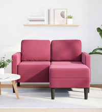 2-Sitzer-Sofa mit Chaiselongue L-Form Weinrot 125 cm Samt