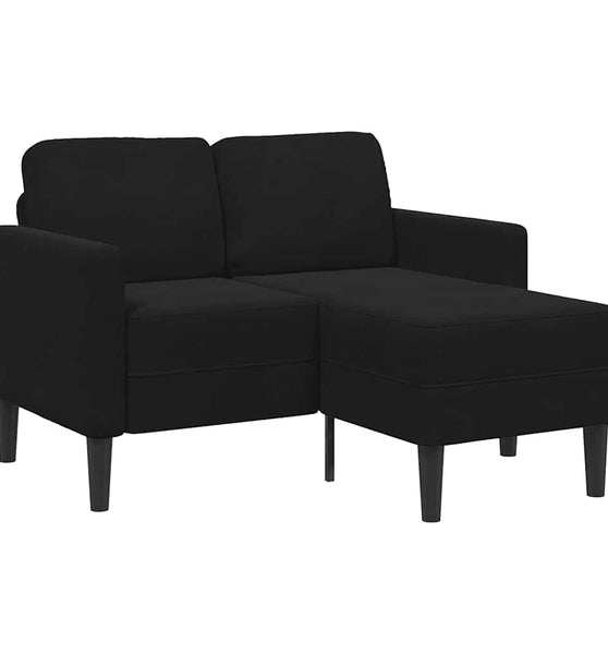 2-Sitzer-Sofa mit Chaiselongue L-Form Schwarz 125 cm Samt