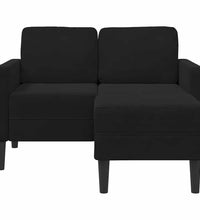 2-Sitzer-Sofa mit Chaiselongue L-Form Schwarz 125 cm Samt