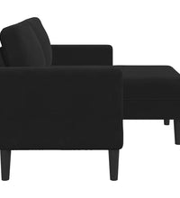 2-Sitzer-Sofa mit Chaiselongue L-Form Schwarz 125 cm Samt