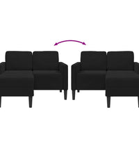 2-Sitzer-Sofa mit Chaiselongue L-Form Schwarz 125 cm Samt