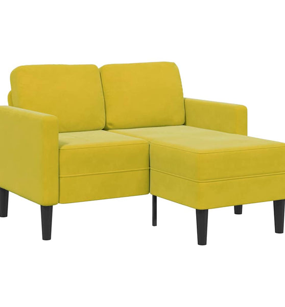 2-Sitzer-Sofa mit Chaiselongue L-Form Gelb 125 cm Samt